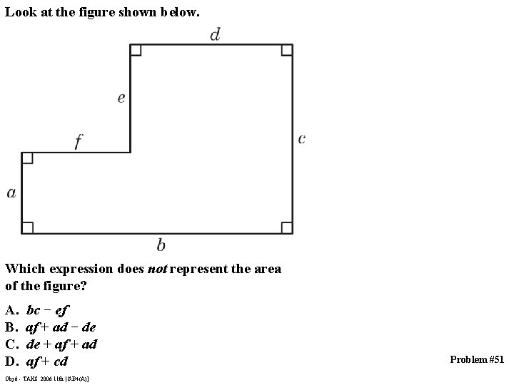 Look at the figure shown below. Which expression does not represent the area of