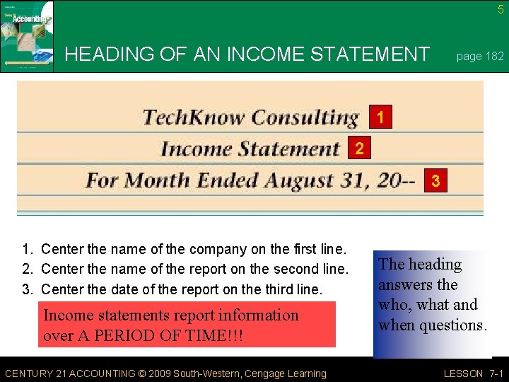 LESSON 7 1 Preparing an Income Statement Objective