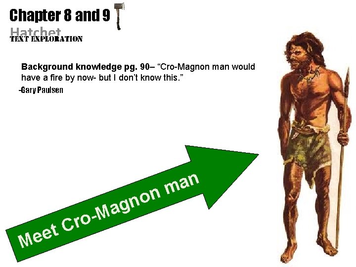 Chapter 8 and 9 Hatchet Background knowledge pg. 90– “Cro-Magnon man would have a