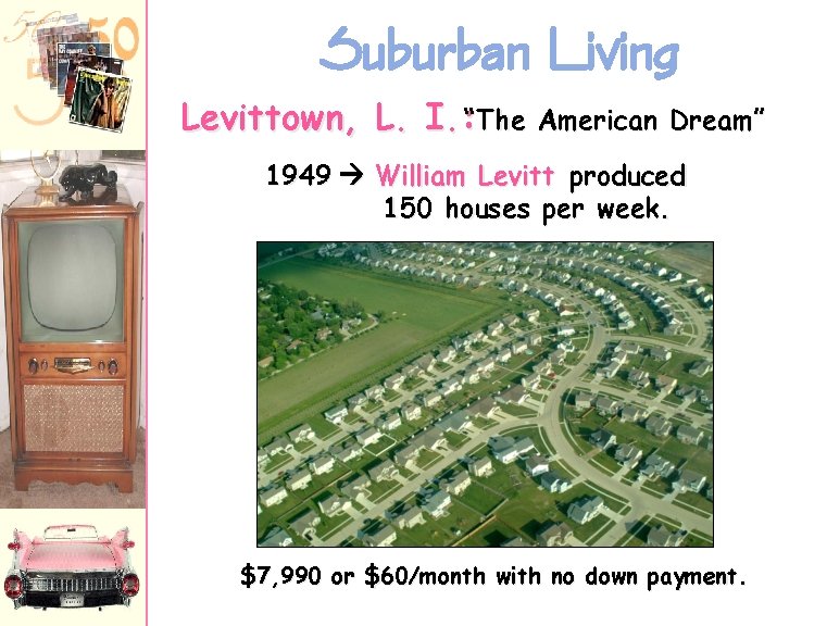 Suburban Living Levittown, L. I. : “The American Dream” 1949 William Levitt produced 150