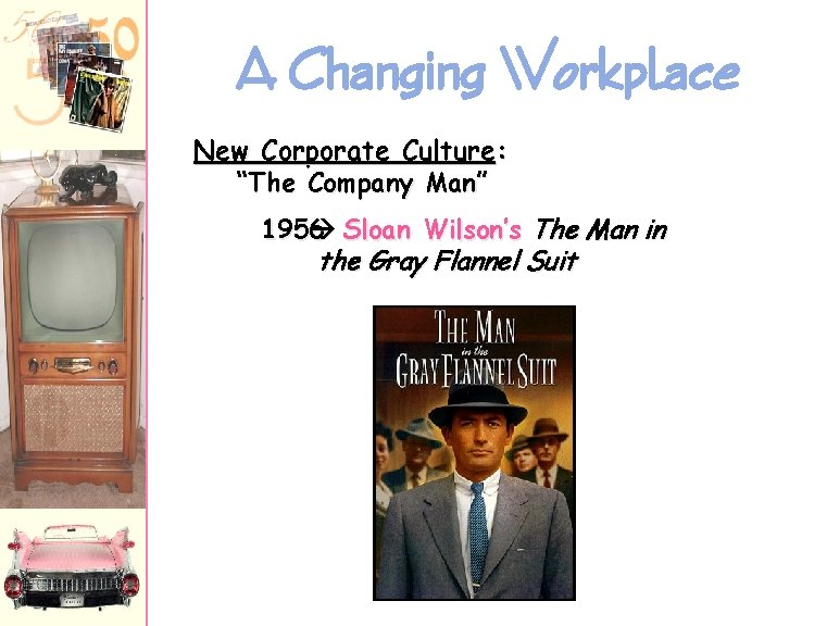 A Changing Workplace New Corporate Culture: “The Company Man” 1956 Sloan Wilson’s The Man