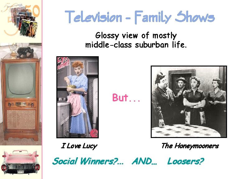 Television - Family Shows Glossy view of mostly middle-class suburban life. But. . .