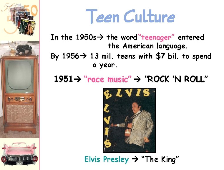 Teen Culture In the 1950 s the word “teenager” entered the American language. By
