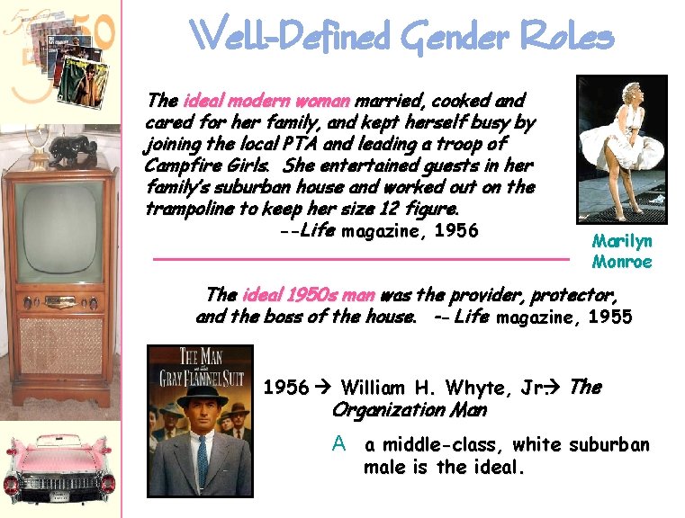 Well-Defined Gender Roles The ideal modern woman married, cooked and cared for her family,