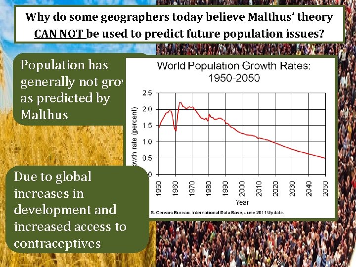 Why do some geographers today believe Malthus’ theory CAN NOT be used to predict