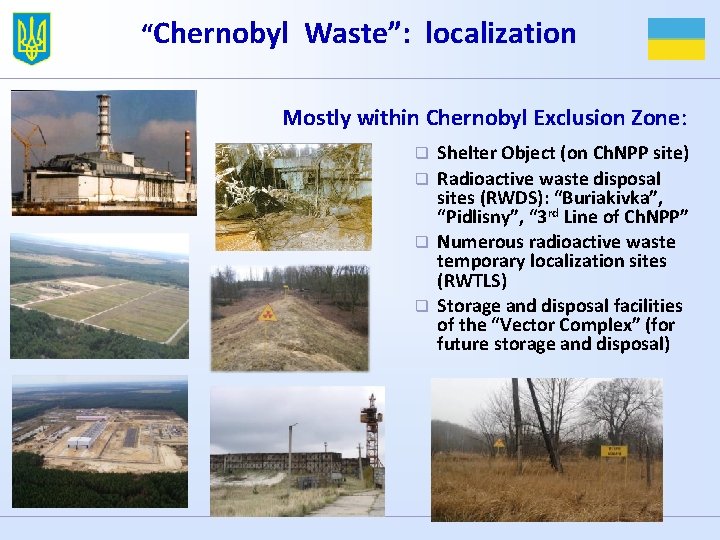 “Chernobyl Waste”: localization Mostly within Chernobyl Exclusion Zone: Shelter Object (on Ch. NPP site)