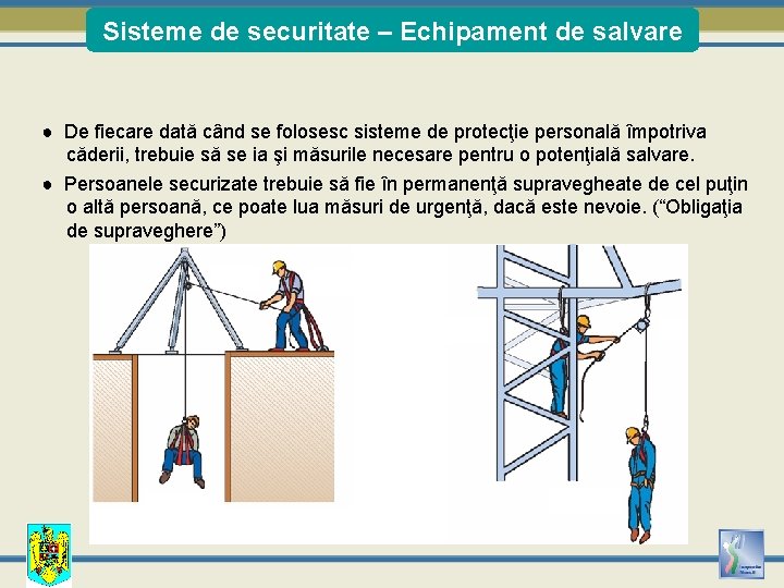 Sisteme de securitate – Echipament de salvare ● De fiecare dată când se folosesc