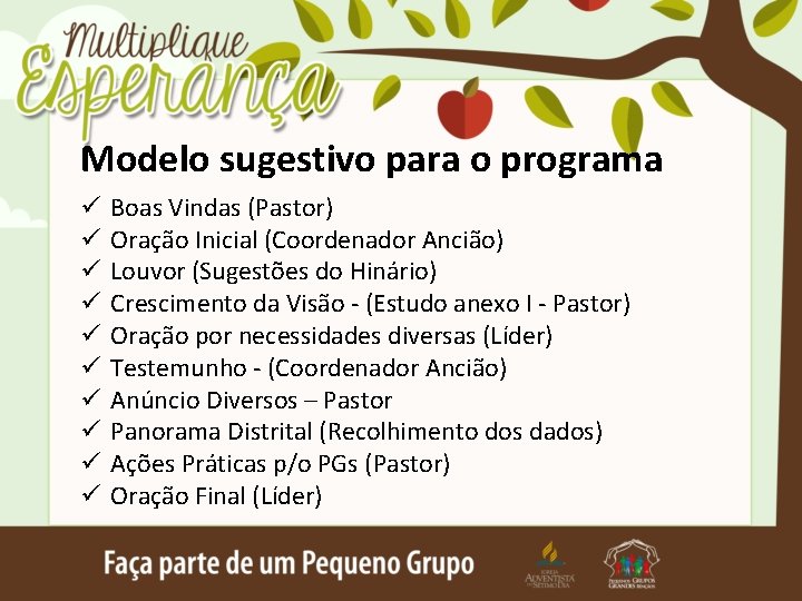 Modelo sugestivo para o programa ü ü ü ü ü Boas Vindas (Pastor) Oração