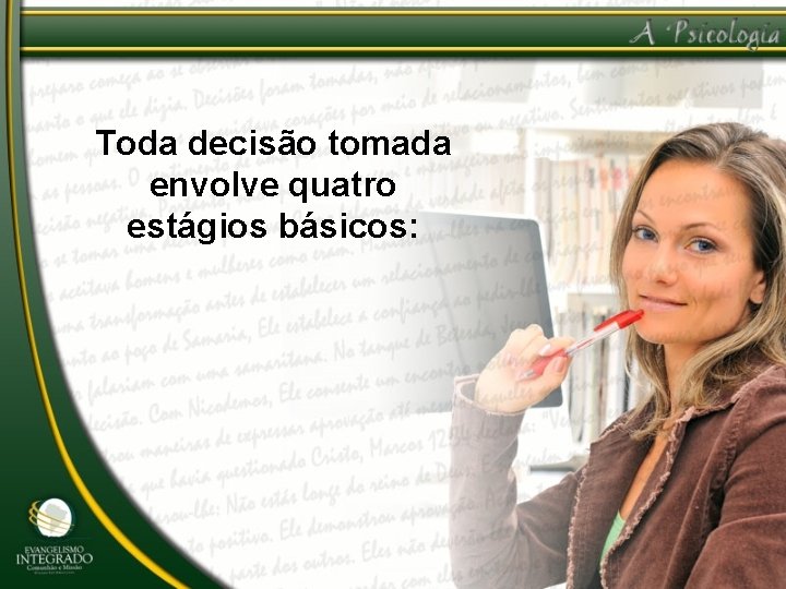 Toda decisão tomada envolve quatro estágios básicos: 