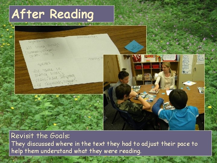 After Reading Revisit the Goals: They discussed where in the text they had to After Reading Revisit the Goals: They discussed where in the text they had to