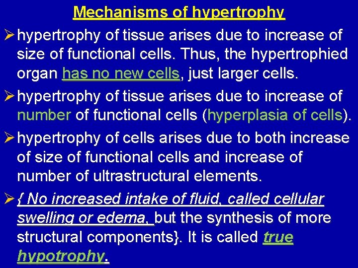 Mechanisms of hypertrophy Ø hypertrophy of tissue arises due to increase of size of