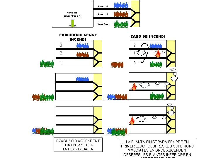 Planta 2ª Punto de concentración Planta 1ª Planta baja EVACUACIÓ SENSE INCENDI CASO DE