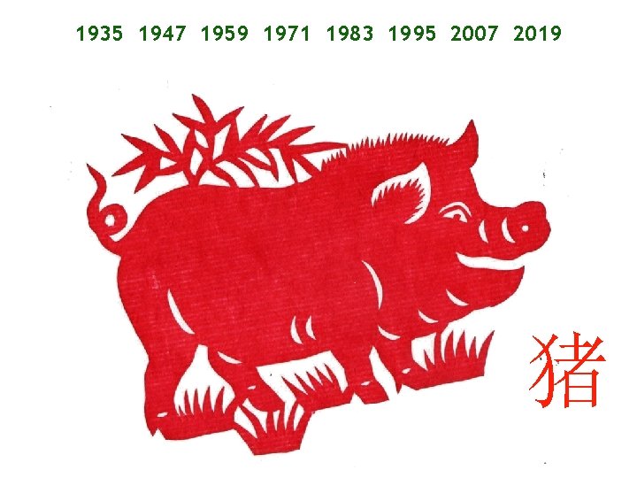 1935 1947 1959 1971 1983 1995 2007 2019 猪 