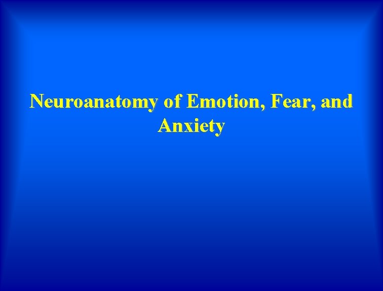 Neuroanatomy of Emotion, Fear, and Anxiety 