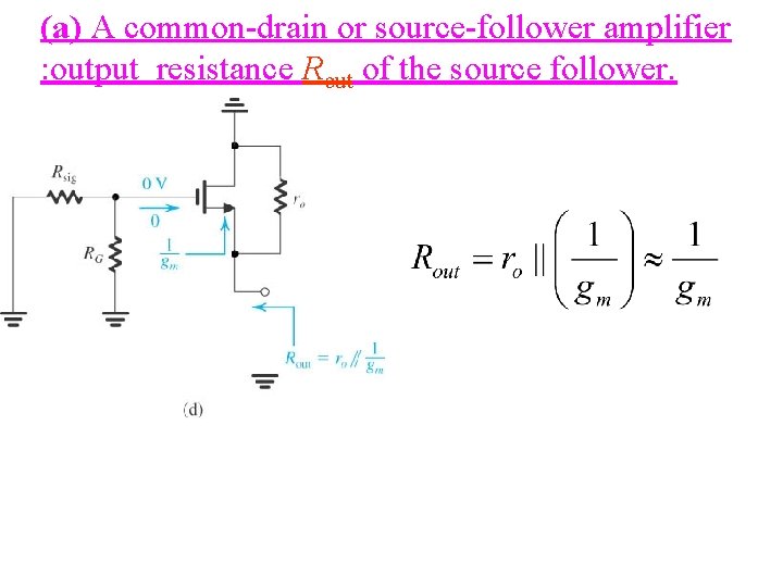 (a) A common-drain or source-follower amplifier : output resistance Rout of the source follower.