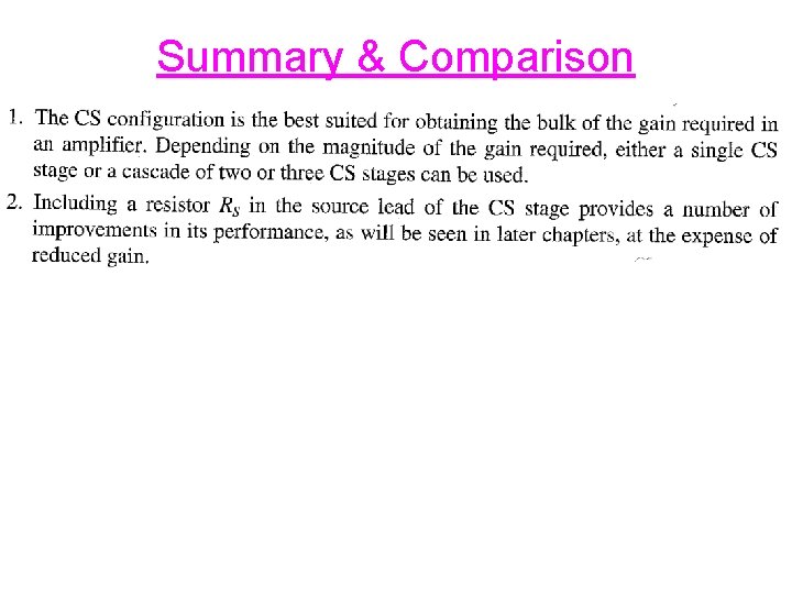 Summary & Comparison 