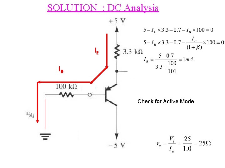 SOLUTION : DC Analysis IE IB Check for Active Mode 