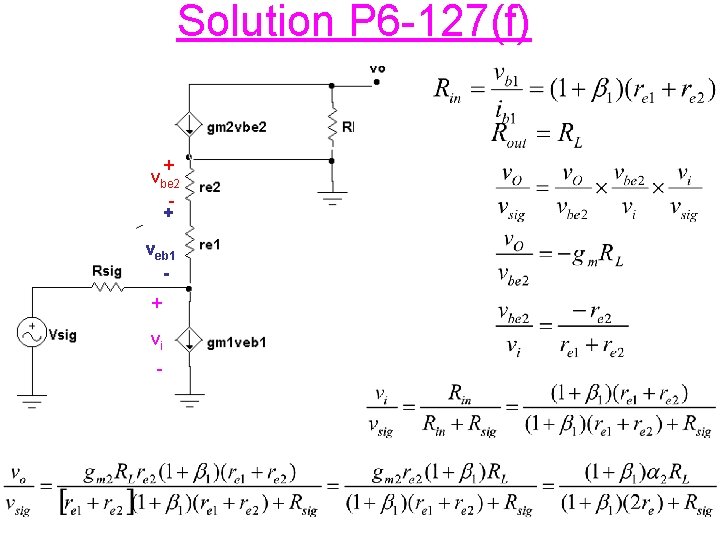 Solution P 6 -127(f) + vbe 2 + veb 1 + vi - 