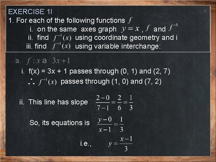 EXERCISE 1 l 1. For each of the following functions i. on the same