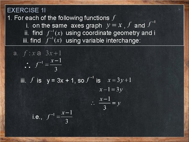 EXERCISE 1 l 1. For each of the following functions i. on the same