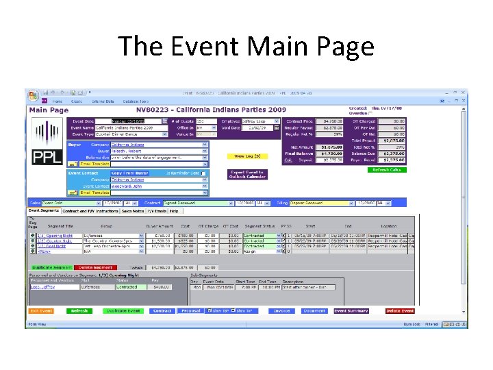 The Event Main Page 