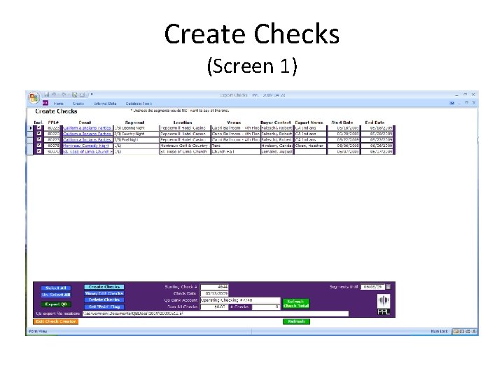 Create Checks (Screen 1) 