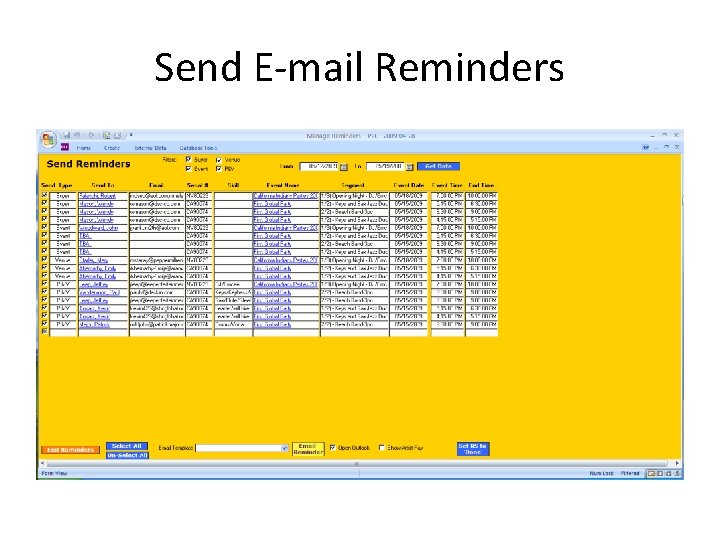 Send E-mail Reminders 