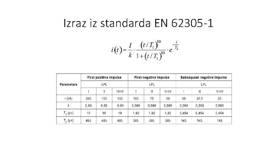 Izraz iz standarda EN 62305 -1 