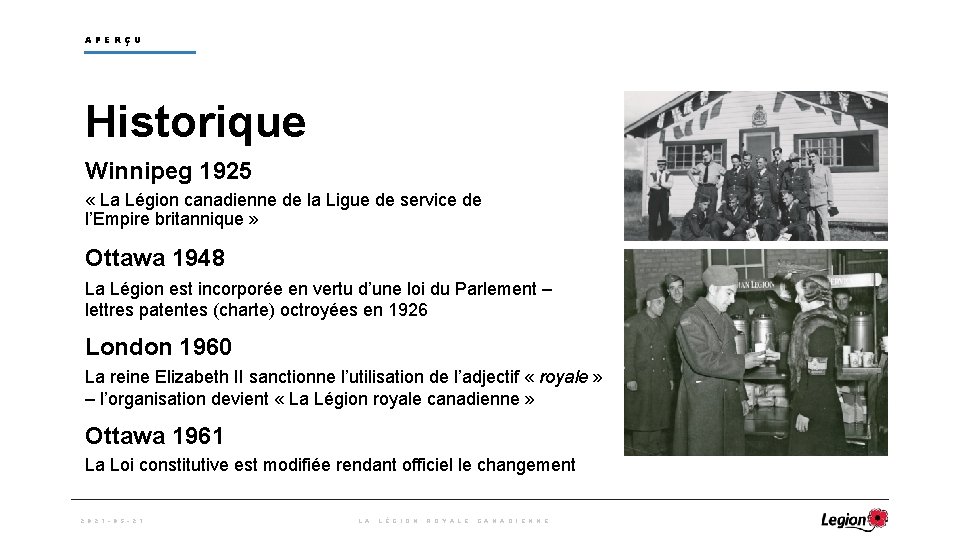 APERÇU Historique Winnipeg 1925 « La Légion canadienne de la Ligue de service de