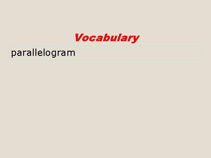 Vocabulary parallelogram 