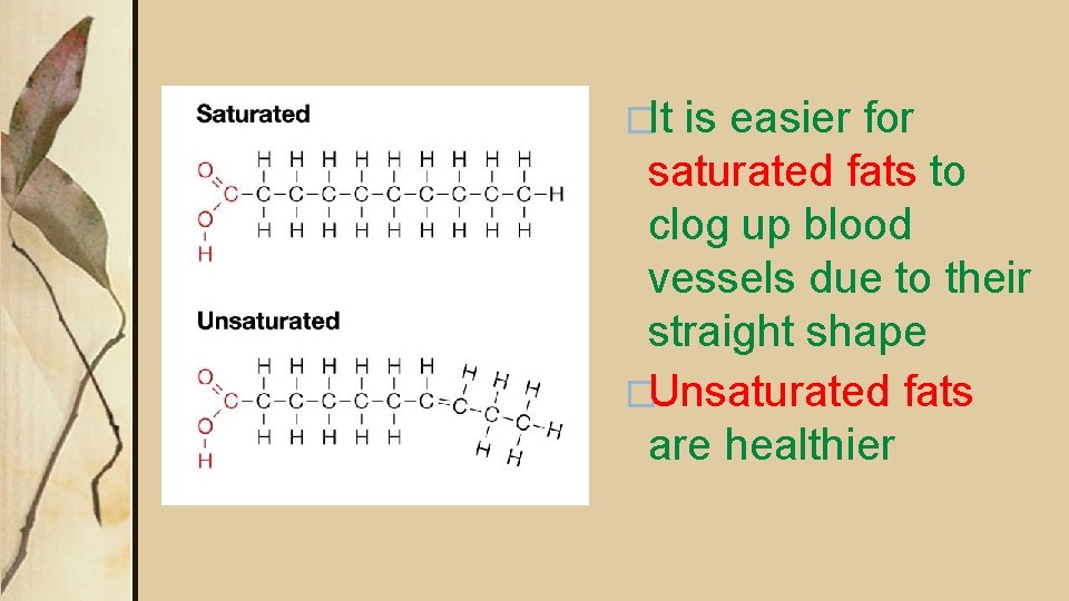 �It is easier for saturated fats to clog up blood vessels due to their �It is easier for saturated fats to clog up blood vessels due to their