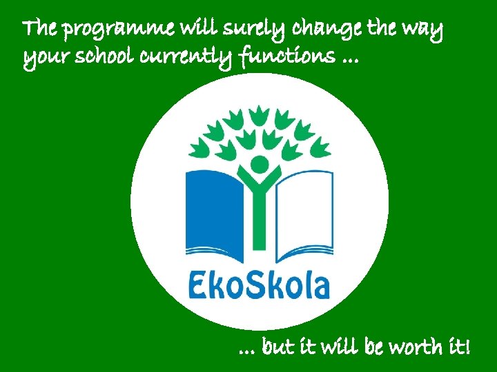 The programme will surely change the way your school currently functions. . . but