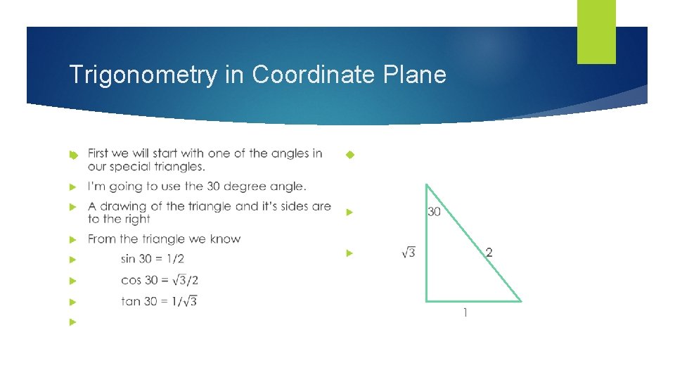 Trigonometry in Coordinate Plane 