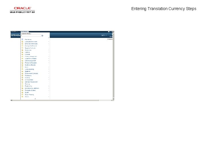 Entering Translation Currency Steps 