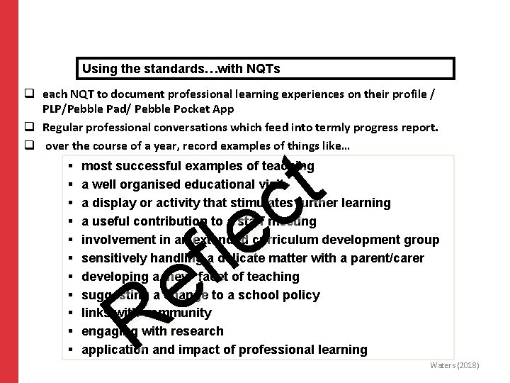 Using the standards…with NQTs q each NQT to document professional learning experiences on their