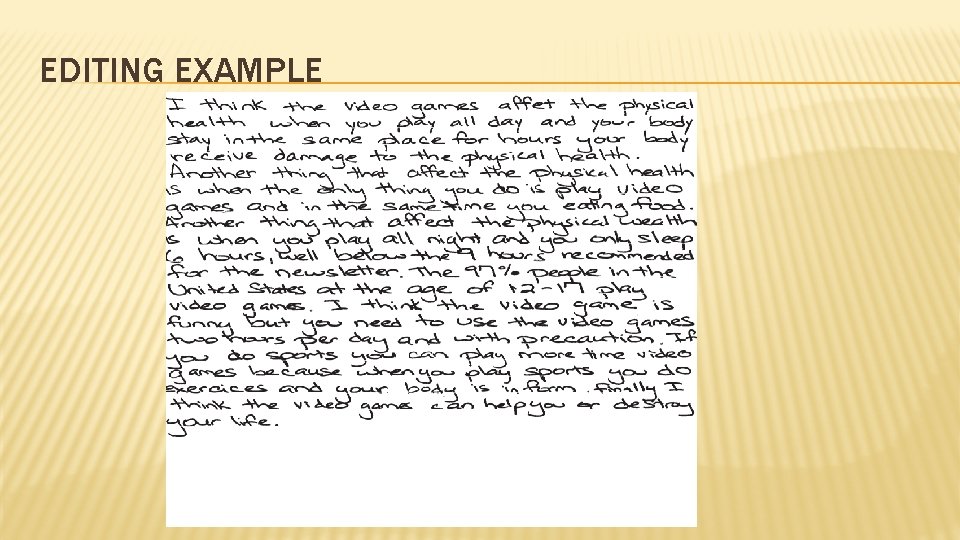 WRITING PROCESS THE WRITING PROCESS 1 2 3