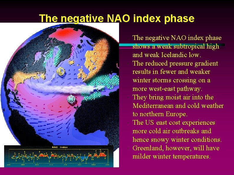 The negative NAO index phase " " " The negative NAO index phase shows