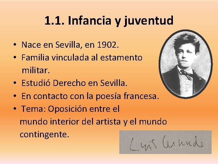 1. 1. Infancia y juventud • Nace en Sevilla, en 1902. • Familia vinculada