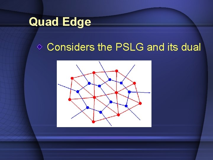 Quad Edge Considers the PSLG and its dual 