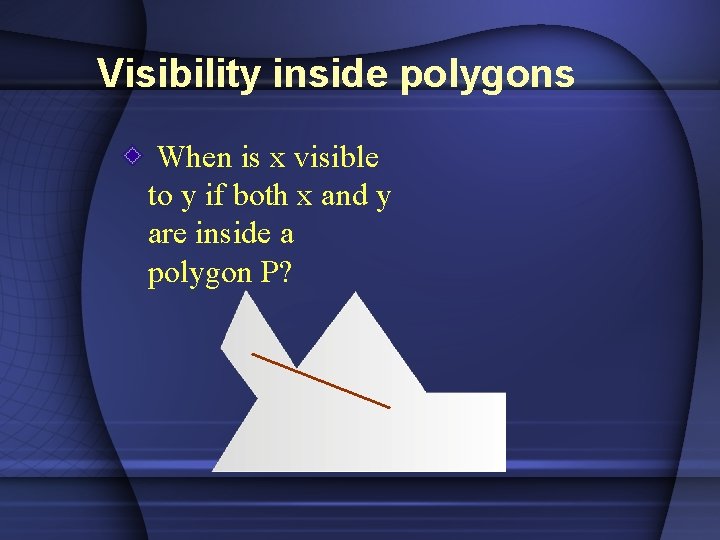 Visibility inside polygons When is x visible to y if both x and y