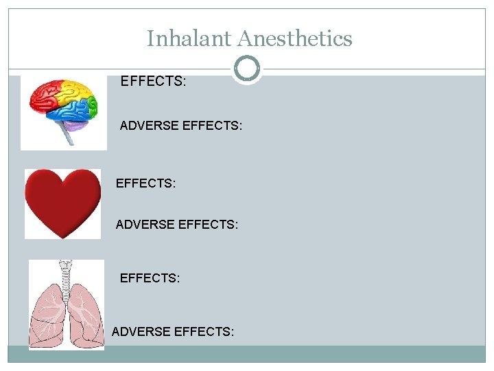 Inhalant Anesthetics EFFECTS: ADVERSE EFFECTS: ADVERSE EFFECTS: 