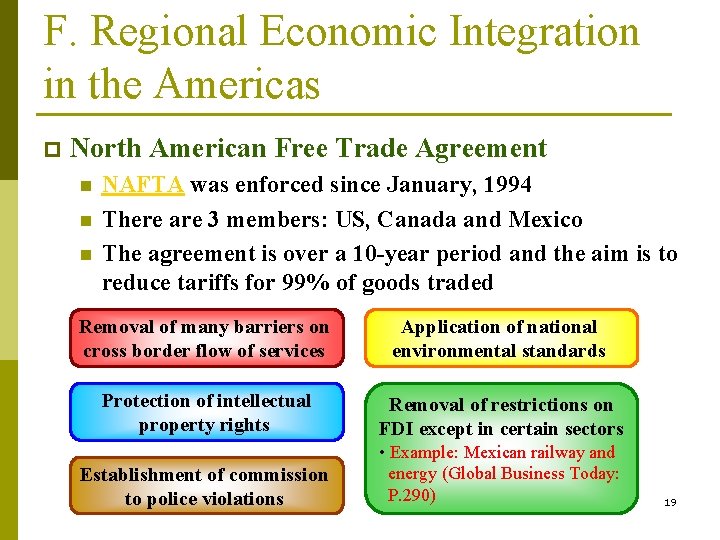 F. Regional Economic Integration in the Americas p North American Free Trade Agreement n F. Regional Economic Integration in the Americas p North American Free Trade Agreement n