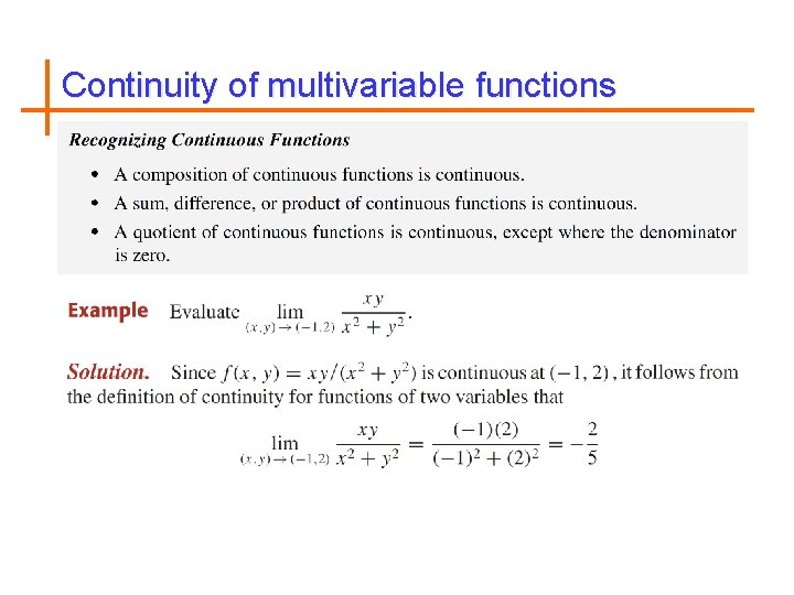 Continuity of multivariable functions 