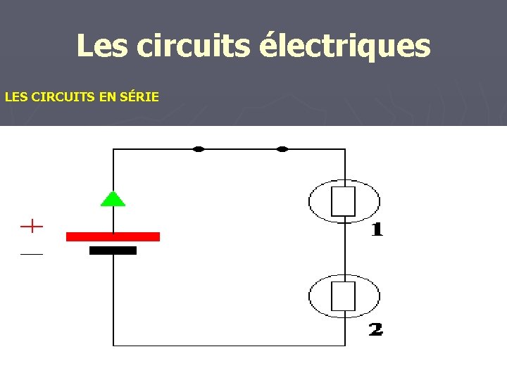 Les circuits électriques LES CIRCUITS EN SÉRIE 