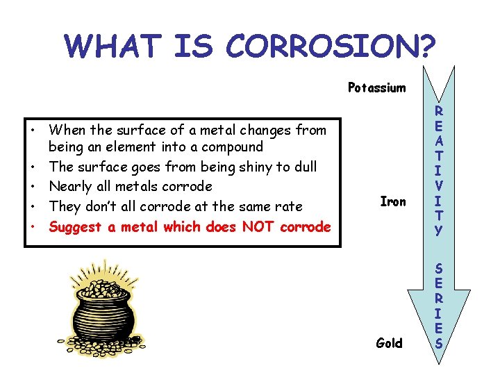 WHAT IS CORROSION? Potassium • When the surface of a metal changes from being