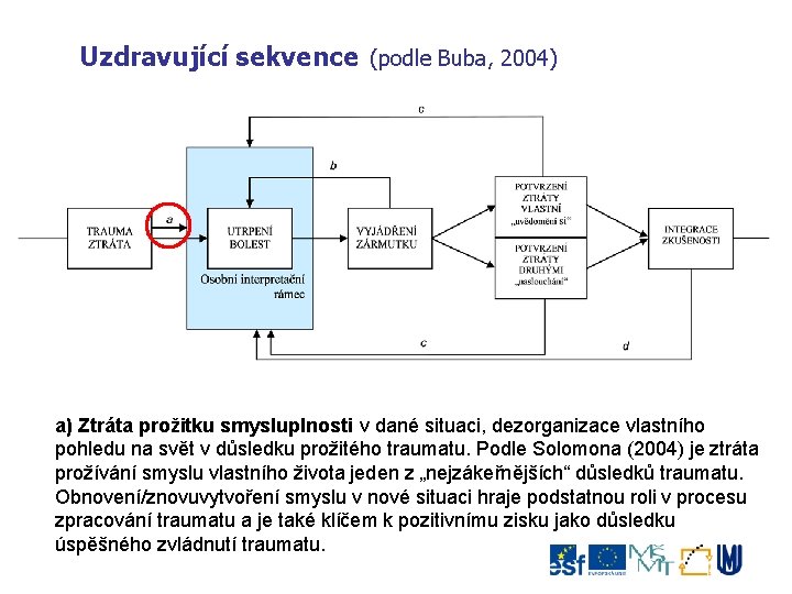 Uzdravující sekvence (podle Buba, 2004) a) Ztráta prožitku smysluplnosti v dané situaci, dezorganizace vlastního