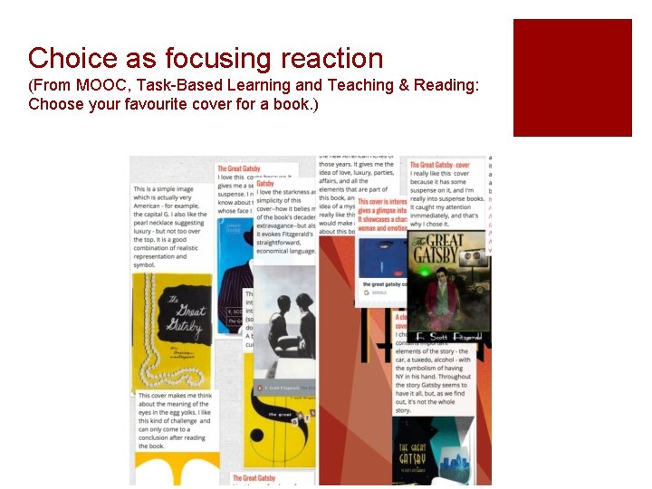 Choice as focusing reaction (From MOOC, Task-Based Learning and Teaching & Reading: Choose your Choice as focusing reaction (From MOOC, Task-Based Learning and Teaching & Reading: Choose your