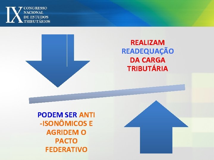 REALIZAM READEQUAÇÃO DA CARGA TRIBUTÁRIA PODEM SER ANTI -ISONÔMICOS E AGRIDEM O PACTO FEDERATIVO