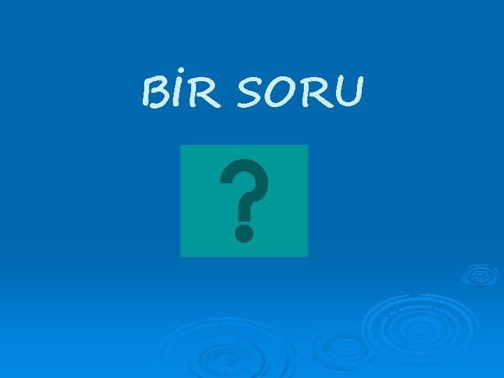 BİR SORU 