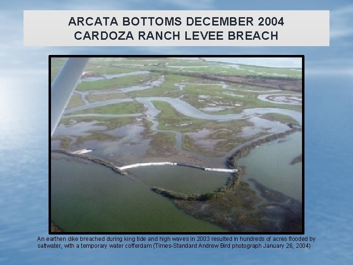 ARCATA BOTTOMS DECEMBER 2004 CARDOZA RANCH LEVEE BREACH An earthen dike breached during king